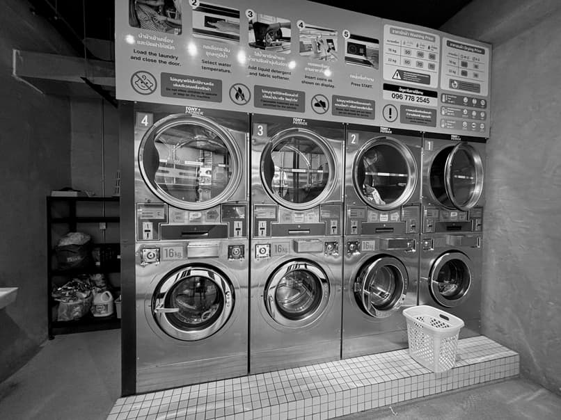 Laundry machines in a self service laundromat