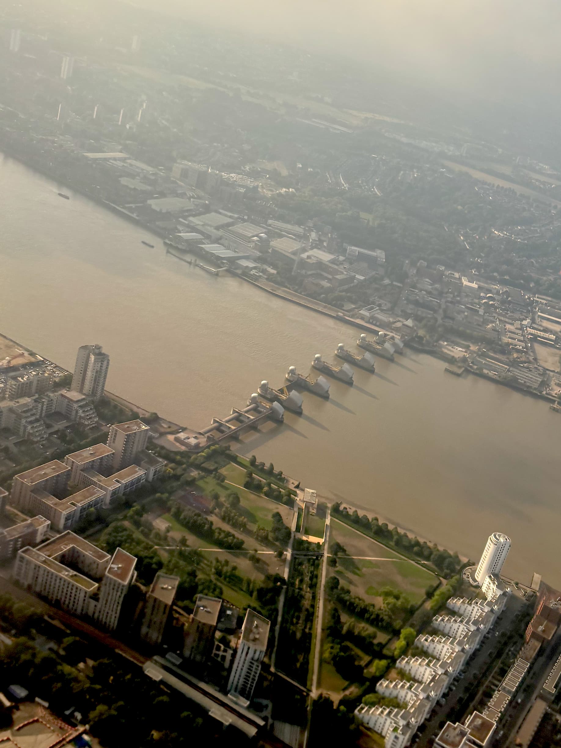 View of the thames barrier from above.
